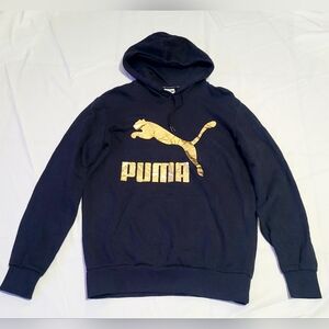 PUMA Black w/Gold Logo Hoodie Size L